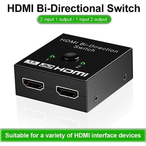 2 Ports Switch 4Kx2K Switcher UHD Bi-Directional Manual 2x1 1x2 HDMI AB Switch HDCP Supports 4K FHD Ultra 1080P for Projector