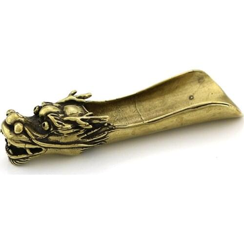 20pcs Handmade Crafts Brass Dragon Head Tea Spoon Teaism Ornaments Small Statue Figurine Miniature Home Decoration