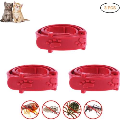 3 Pcs Red Adjustable Pet Cat Anti Flea Mite Tick Collar Remedy Cat Collar Pet Supplies New Flea Killer