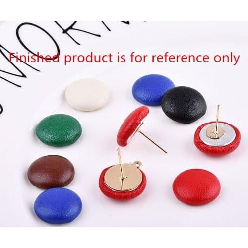 50pcs/lot 15mm color printing leather decoration geometry rounds flatback button beads diy jewelry earring/garment pendants