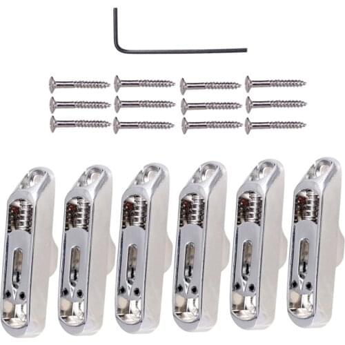 Tooyful 6 Pcs Single Individual Bridge Saddles Tailpiece with Screws Wrench Set for 6 String Electric Guitar Bass Parts
