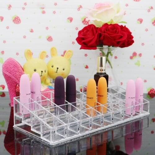 Acrylic Lip Gloss Holder 36 Slots Lipstick Box Display Stand Sundry Storage Box Cosmetic Makeup Organizer