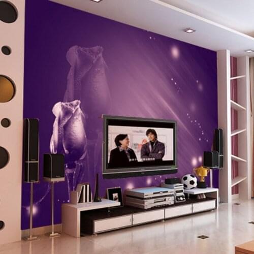 Beibehang large wallpaper murals TV background wallpaper waterproof purple romantic rose wallpaper papel de parede para quarto