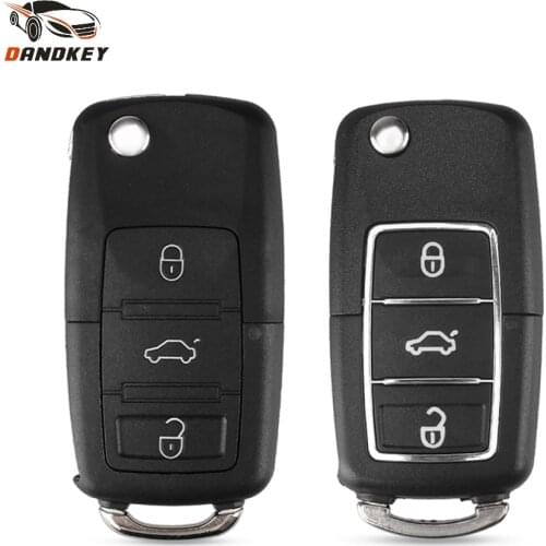 Dandkey 3 Buttons Flip Key Shell For Volkswagen Vw Jetta Golf Passat Beetle Polo Bora Fob Folding Remote Key Case