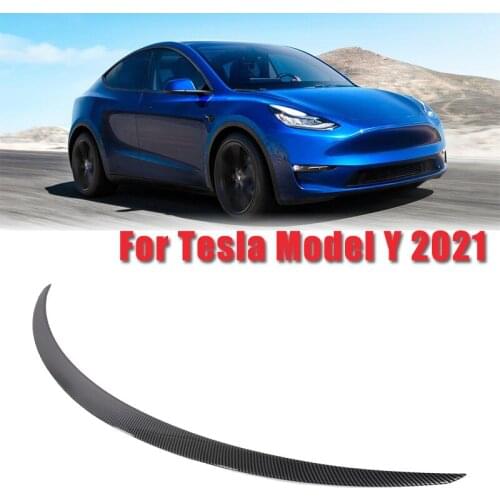 ABS Car Tail Wings Rear Door Trunk Spoiler For Tesla Model Y 2021 Gloss Matte Carbon Fiber Look Exterior Parts Accessories