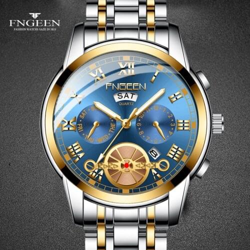 FNGEEN Top Selling Male Watch Top Fashion Luxury Tourbillon Wristwatch Quartz Steel Waterproof Watch Men 2020 Newest