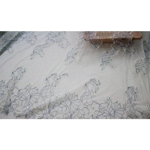 GLace 3M/Lot 100% Polyester African lace fabric Soft friendly mesh hook flower eyelash lace fabric clothing accessories TX661