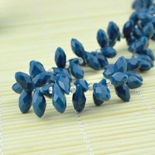Crystal Jewelry DIY Beads 100pcs 6x12mm Tear Drop Porcelain Spacer Beads Dark Blue Color Fit Jewelry Craft Making