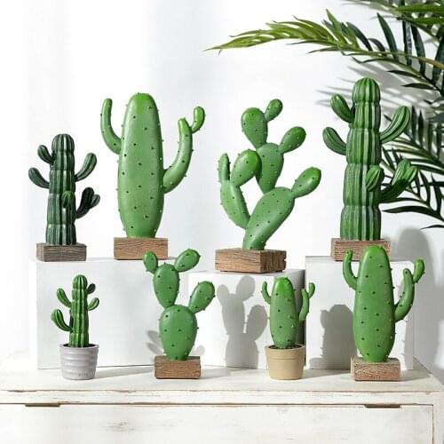 Nordic Simulation Plant Resin Cactus Ornaments Art Home Livingroom Figurines Decoration Tea Shop Coffee Shop Accessories Crafts