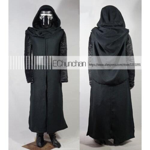 Halloween Cosplay Costumes Kylo Ren Adult Uniform Star Wars 7 The Force Awakens Black Cloak Coat Moive Jedi