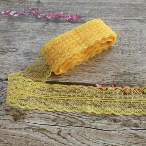 Beautiful! 10 yards 45mm Golden Yellow net embroidery lace Bilateral DIY jewelry, clothing, wedding, floral accessories