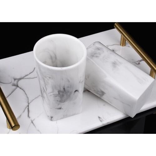 Creative marble texture pattern bathroom five-piece wash set hotel resin bathroom set bathroom supplies five set