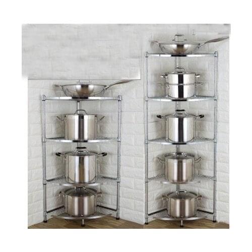 Kitchen stainless steel pot rack, place pot rack, shelf, thickening triangular multifunctional stainless steel fan-shaped pot ra