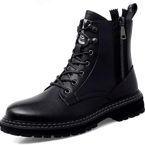 Jumpmore Boots Men High-top Casual Shoes Outdoor Leather Boots Combat Boots Size 39-44