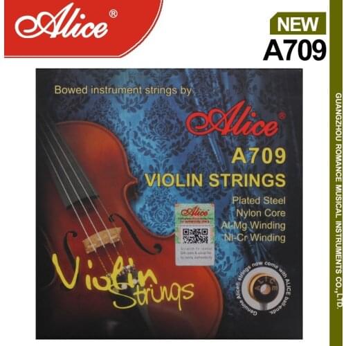 Alice A709 Violin Sting Set, Plated Steel Plain String, Nylon Core, Extra 1st E String