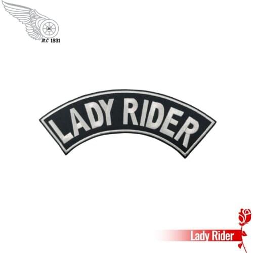 Lady Rider Motorcycle Biker Club Rocker Embroidery Iron on Patch for Clothing MC Accessories Appliqued Garment Jacket Rider