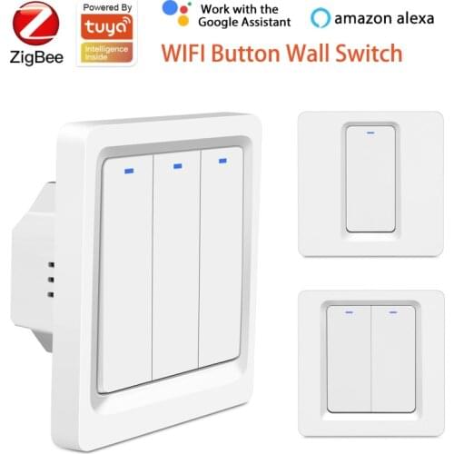 1/2/3 Gang Zigbee Wall Button Switch for Tuya Smart Life APP 100-240V Smart Home Compatible with Alexa Google Home Assistant