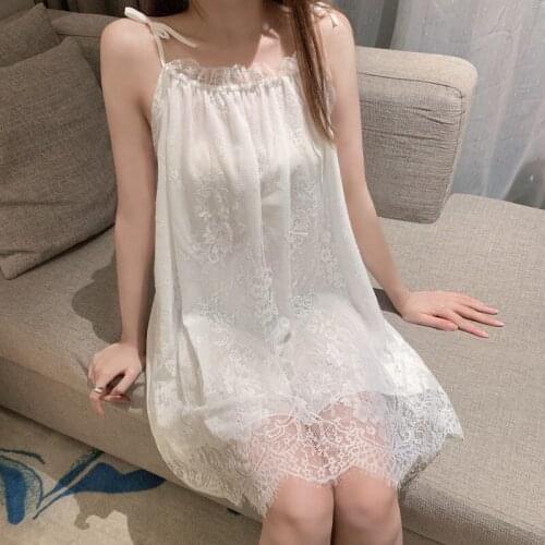 2021 Summer New Sweet Sling Nightdress Korean Version Sexy Nightgown Lace Edge Home Clothes with Sexy Underwear Lady Sleepwear