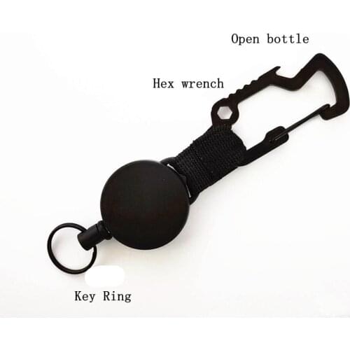 New Telescopic Key Chain Ring ABS easy pull buckle carabiner Plastic thick nylon rope trinket Keychains high elastic tension
