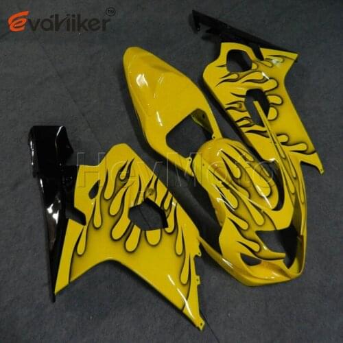 Motorcycle fairing for GSXR600750 2004 2005 GSXR600 04 05 K4 balck flames yellow ABS bodywork H3