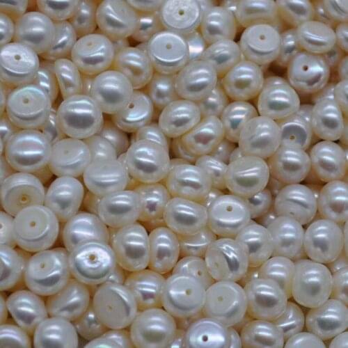 Wholesale 100 pcs natural button 7.5-8mm half drilled freshwater pearl