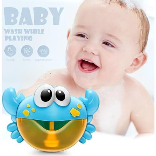 Plastic Cartoon Crab Bubble Machine Music Bubble Maker Funny Water One Button Baby Bath Shower Toy Dropshipping