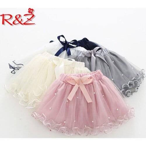 R&Z childrens skirt 2019 summer new girls solid color beaded elastic waist skirt childrens skirt dance skirt