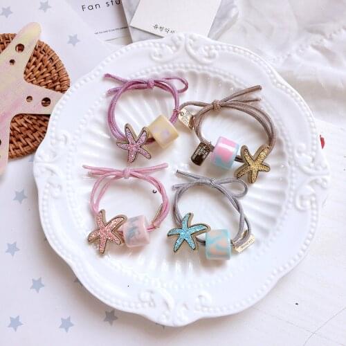 Luxurious Cartoon starfish Elastic Hair bands Women Girls Sweet HandBand Hair Ponytail Rope Hairband hair Accessories
