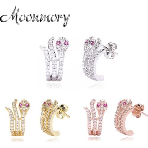 Moonmory Real 925 Sterling Silver Snake Earrings For Women Silver 925 Unusual Earrings For Christmas 2021 Trend Jewelry Aretes