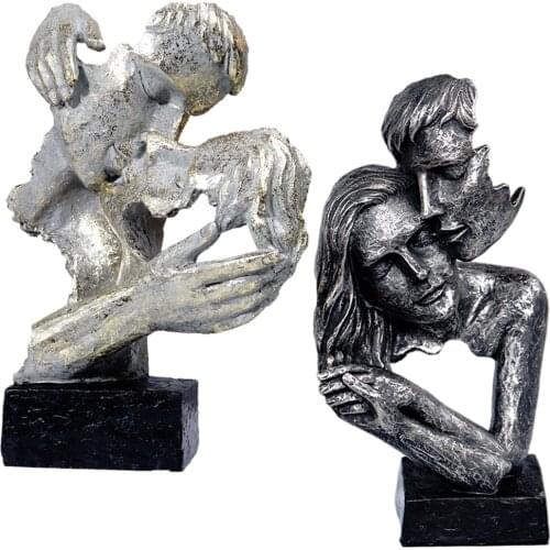 Nordic Resin Art Abstract Kissing Lover Sculpture Decorative Cabinet Statue