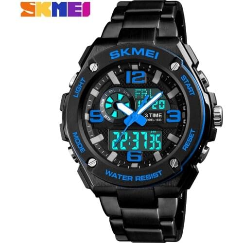SKMEI Watch Men Fashion Digital Quartz Clock Mens Watches Luxury Sport Stainless Steel Waterproof Casual Watch Relogio Masculino