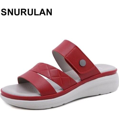 SNURULAN Summer Shoes For Women Flip Flop Wedge heel Non-Slip Female Beach Sandals Casual Ladies Slippers Large Size