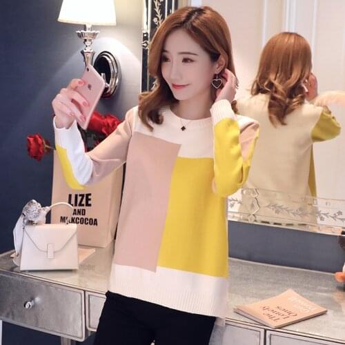 Breastfeeding Maternity Sweater Autumn Winter Knitting Nursing Tops for Pregnant Women Tee Color Matching Pregnancy Sweater