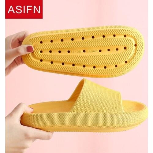 ASIFN Home Soft Women Slippers Mens Thick Bottom Slipper Ladies Indoor Bathroom Anti-slip Floor Slides Deodorant Silent Shoes
