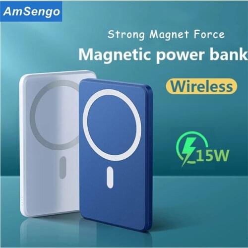 Amsengo 10000mAh Magnetic Wireless Portable Mini PowerBank External Auxiliary Battery For iPhone 12 Pro Magsafe 15W Fast Charger