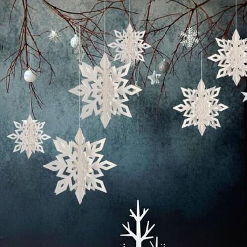 Frozen Party Christmas Snowflakes Decorations 3D Hollow Snowflake Paper Garlands Ornament Fake Snow Winter Decorations For Home