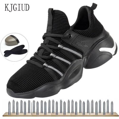 Safety Work Shoes Mens Anti-smashing Anti-stab Labor Protection Shoes Wear-resistant Breathable Lightweight Sports Shoes Women