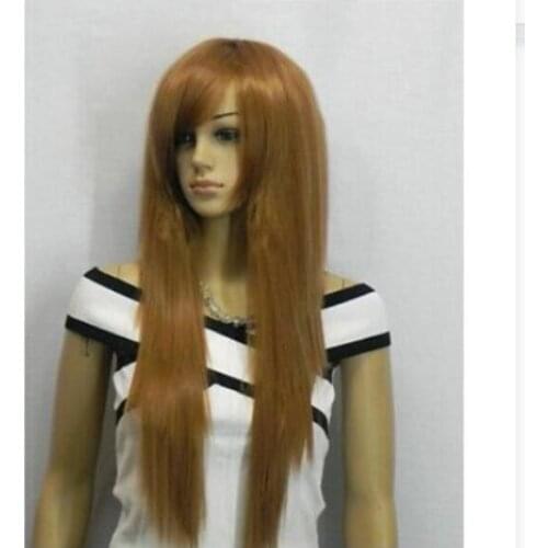 Zhaoxia++01502@Q8++ Fashion light brown long straight hair cos wig