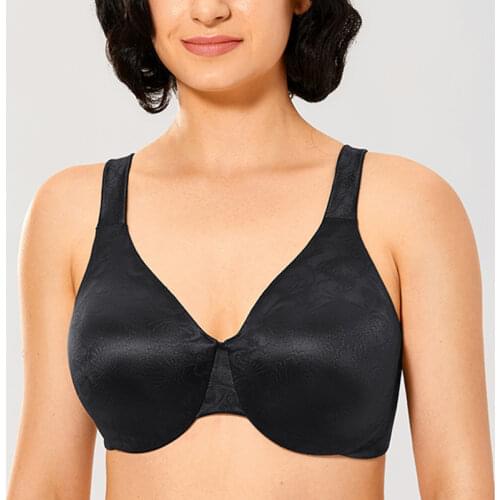Womens Seamless Minimizer Bras Plus Size Full Coverage Underwire Floral Non Padded Push Up Bra Female Lingerie 38 40 42 D DD E F