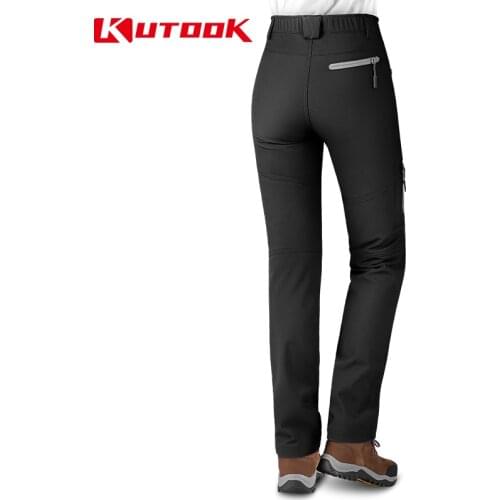 KUTOOK Autumn Winter Women Pants For Hiking Climbing Cycling Tourism Camping Mtb Waterproof Warm Windproof Fleece Trousers