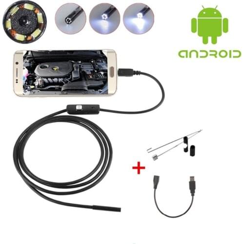 1M 7mm Lens USB Endoscope Camera Waterproof Flexible Wire Snake Tube Inspection Borescope For OTG Compatible Android Phones