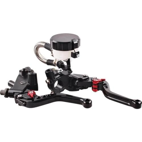 1 Pair 7/8 inch Handlebar Universal Motorcycle Brake Clutch Lever with Master Cylinder for Sport Bike/Street Bike/Scooter-Black