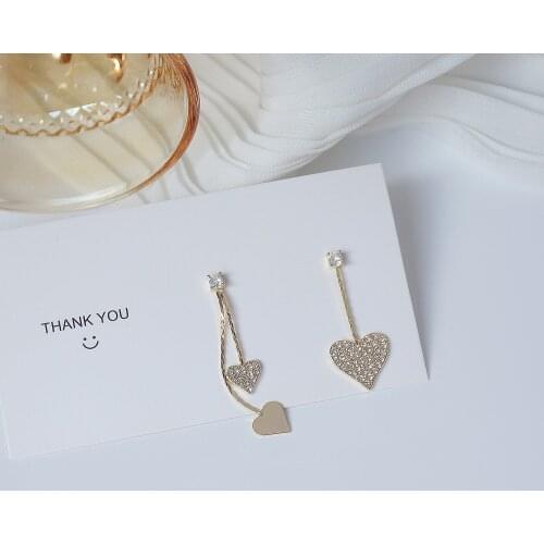 14k Real Gold Plated Fashion Jewelry Micro-inlaid Zircon Love-shaped Asymmetric Elegant Earrings for Woman Shine Holiday Earring