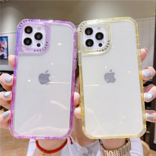 3 in 1 Anti-fall shockproof candy color transparent soft phone case for iphone 12 11 pro max XR XS MAX 7 8 Plus protection cover