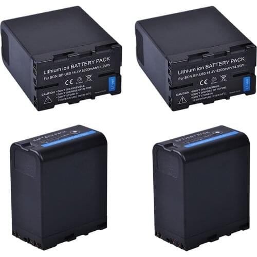 4Pcs 5200mAh BP-U60 BP U60 BPU60 BP-U90 Battery for Sony PMW-100 PMW-150 PMW-160 PMW-200 PMW-300 PHU-60K PMW-EX1 EX3 EX280 EX260