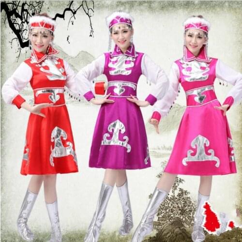 4 Pcs Disfraces Dance Costumes Chinese Ethnic Costumes Mongolia Tibetan Female Dance Stage Clothes