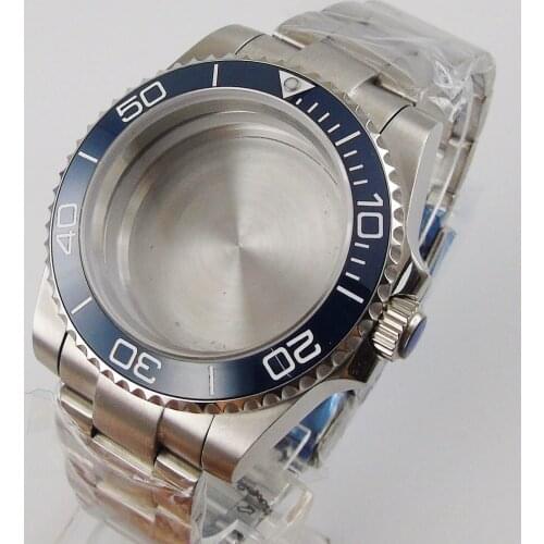 40mm Sapphire Glass Ceramic bezel Watch Case set fit 8205 8215 821A 2836 Movement