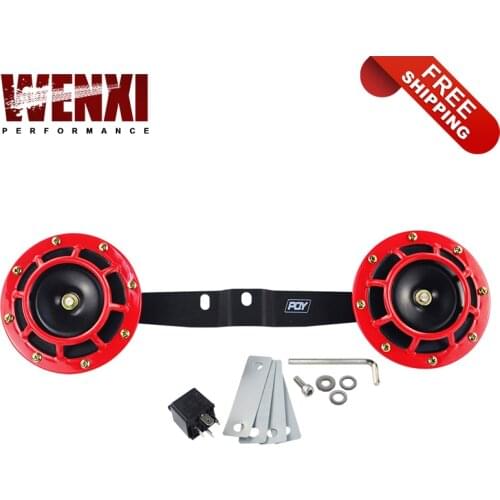 Free Shipping 2pcs 12v 115DB Super Loud Compact Electric Blast Tone Air Horn Kit with bracket For Motorcycle and Car