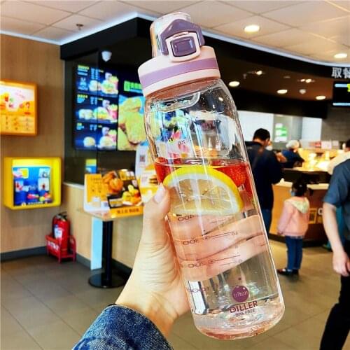 900ml Transparent Frosted Plastic Water Bottle BPA Free Summer Outdoor Sports Fitness Kettle Portable Leakproof Tritan Bottles