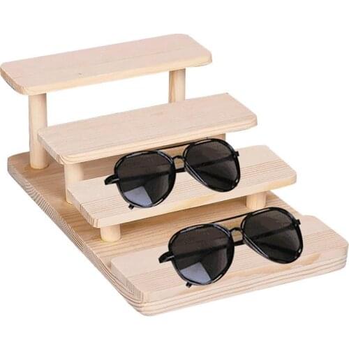 Wooden Glasses Display Rack Glasses Shop Display Props Wooden Multi-Layer Display Rack Clothing Accessories Display Supplies